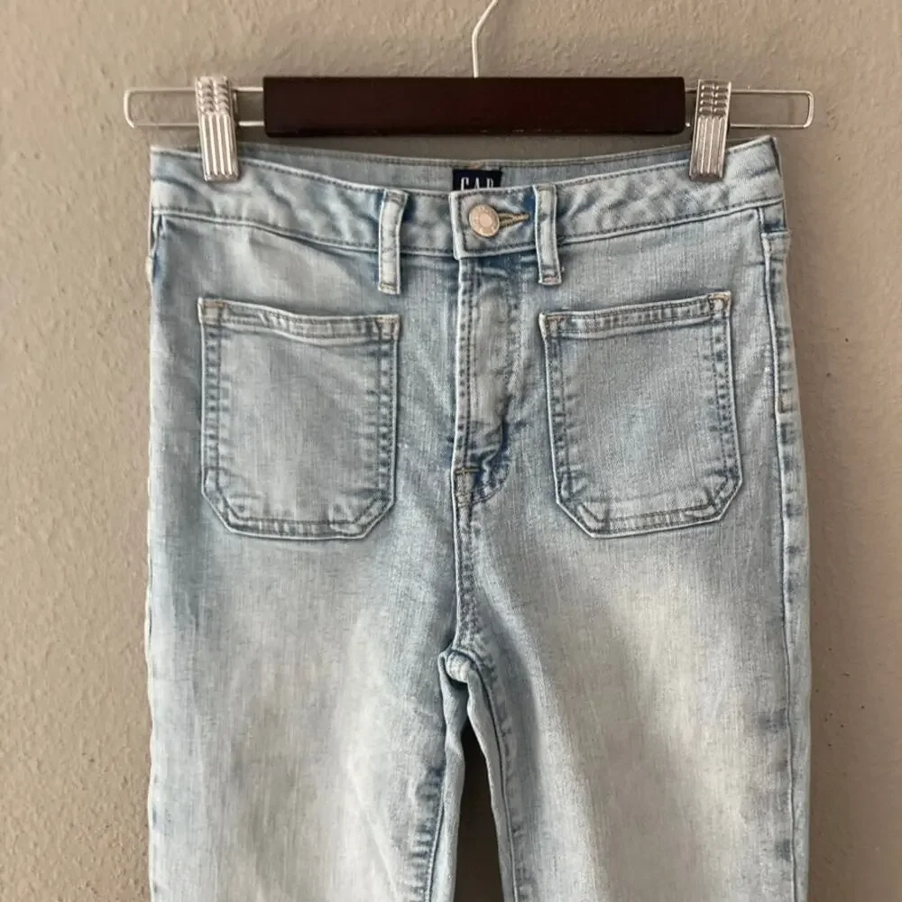Gap 70s Flare Jeans Patch Pockets - Light Wash Denim - 12